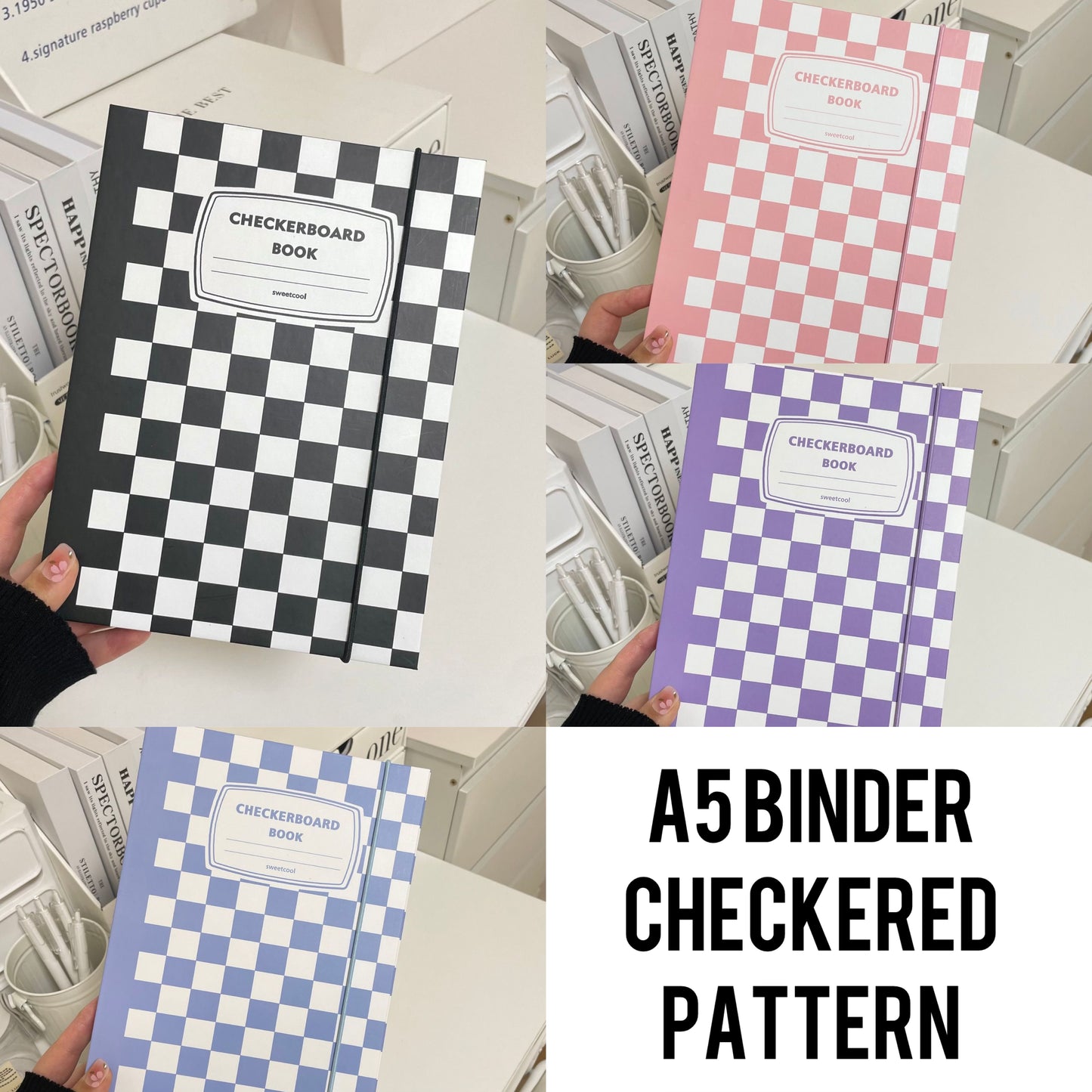 A5 Binder, Checkered pattern 🔵